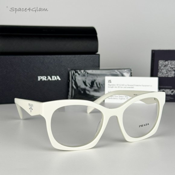 Prada Men Eyeglasses White Ivory Demo Square PRA05V 17K1O1 BRAND NEW - Picture 3 of 8